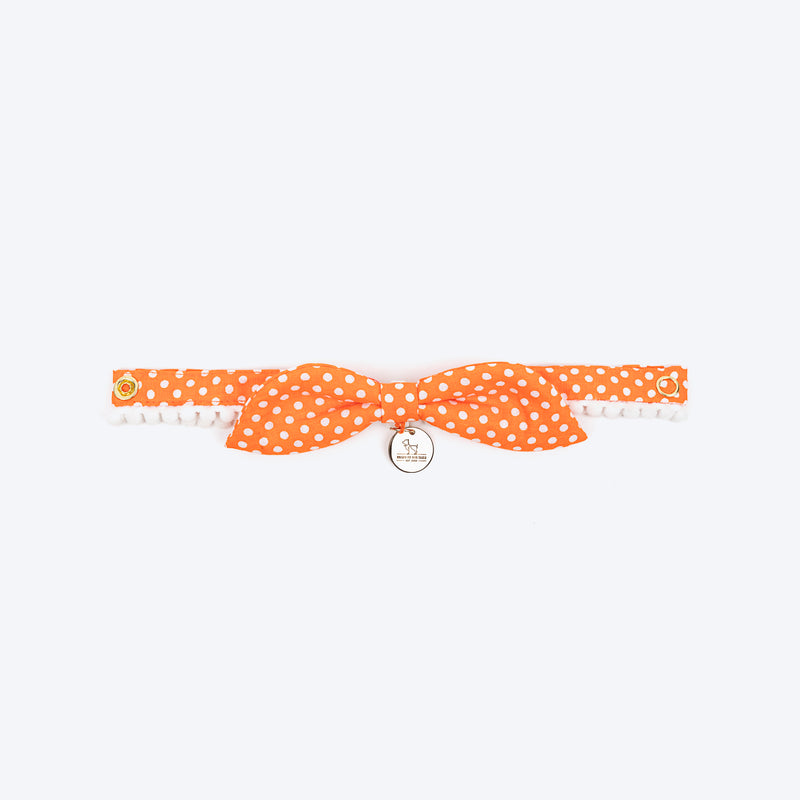 HUFT Pawsome Polka Bow Tie With Strap For Cat - Orange_02