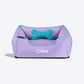 HUFT Personalised Classic Lounger Dog Bed (Free Bone Cushion) - Lilac with Turquoise Piping