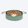 HUFT Whisker Retreat Jute Basket Bed With Cushion For Small Dogs & Cats- Aqua & Brown - Heads Up For Tails
