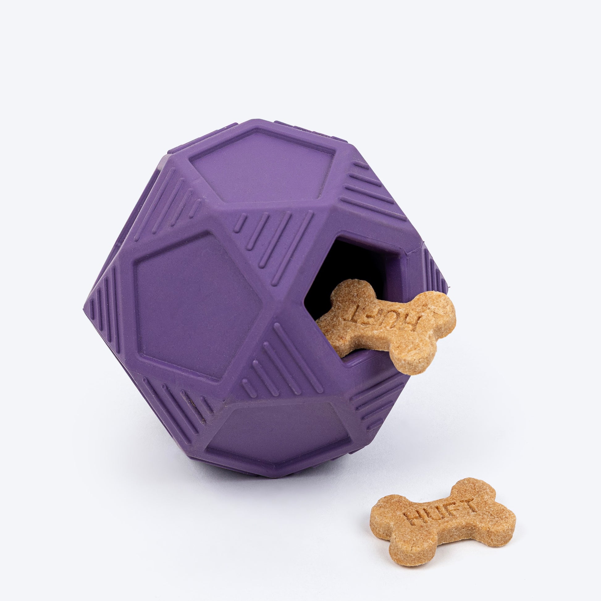 HUFT Chewtastic Bounce & Treat Ball Chew Toy For Dog - Purple - Heads Up For Tails