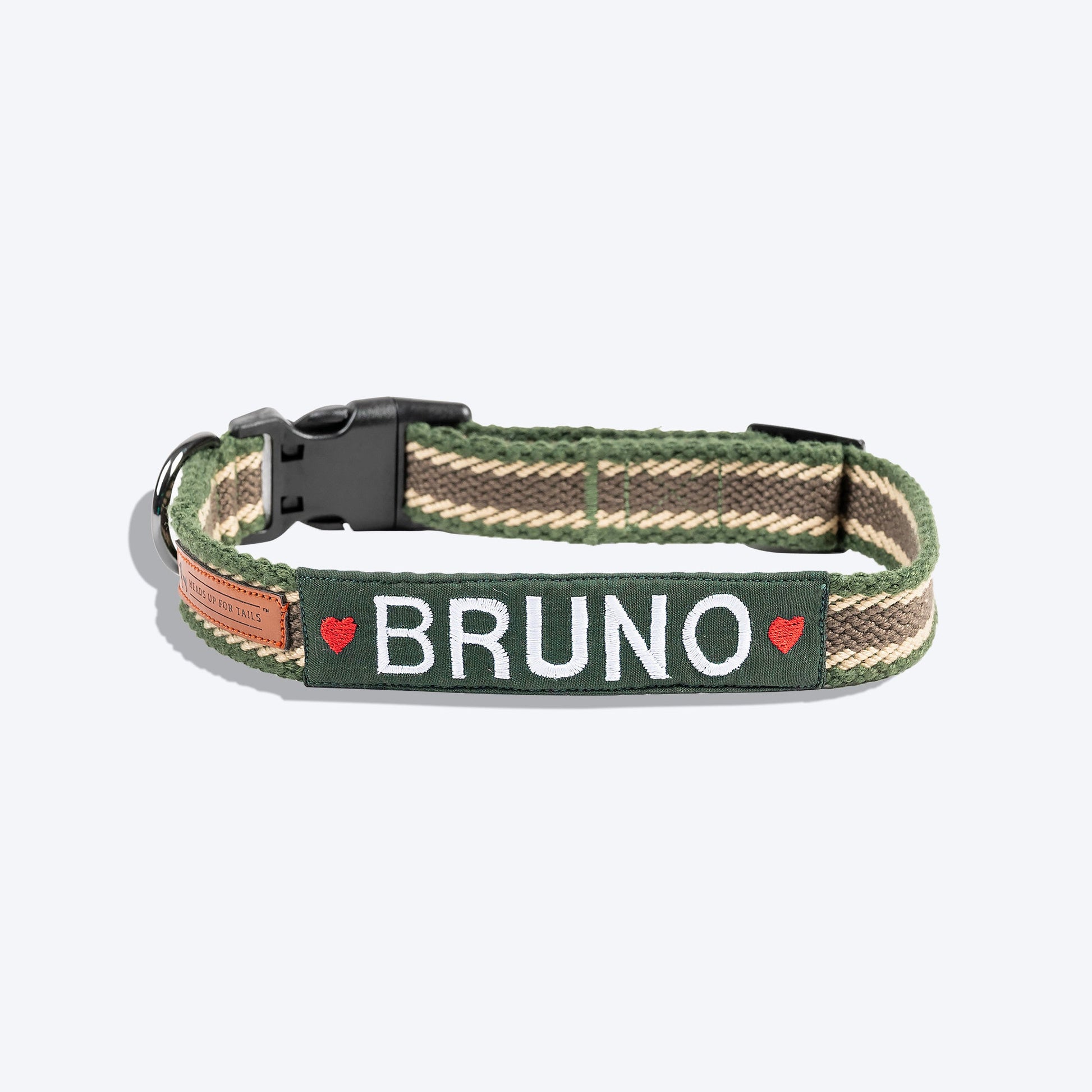 HUFT Olive Odyssey Dog Collar - Olive Green & Beige (Can be Personalised) - Heads Up For Tails