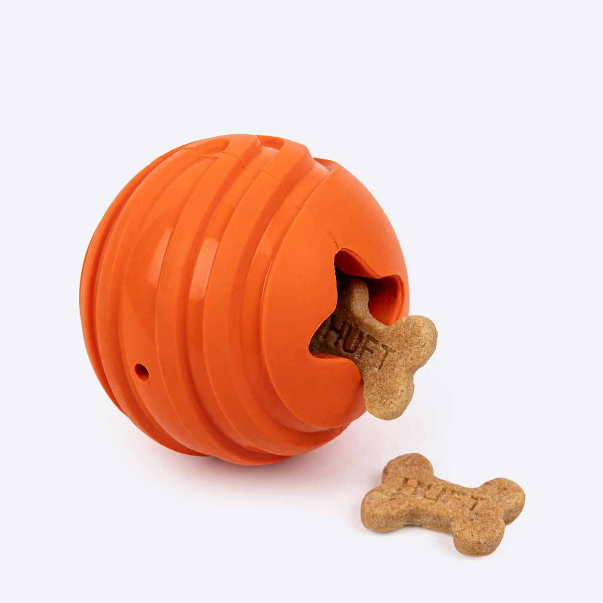HUFT Chewtastic Mini Feeder Chew Ball For Dog - Orange - Heads Up For Tails