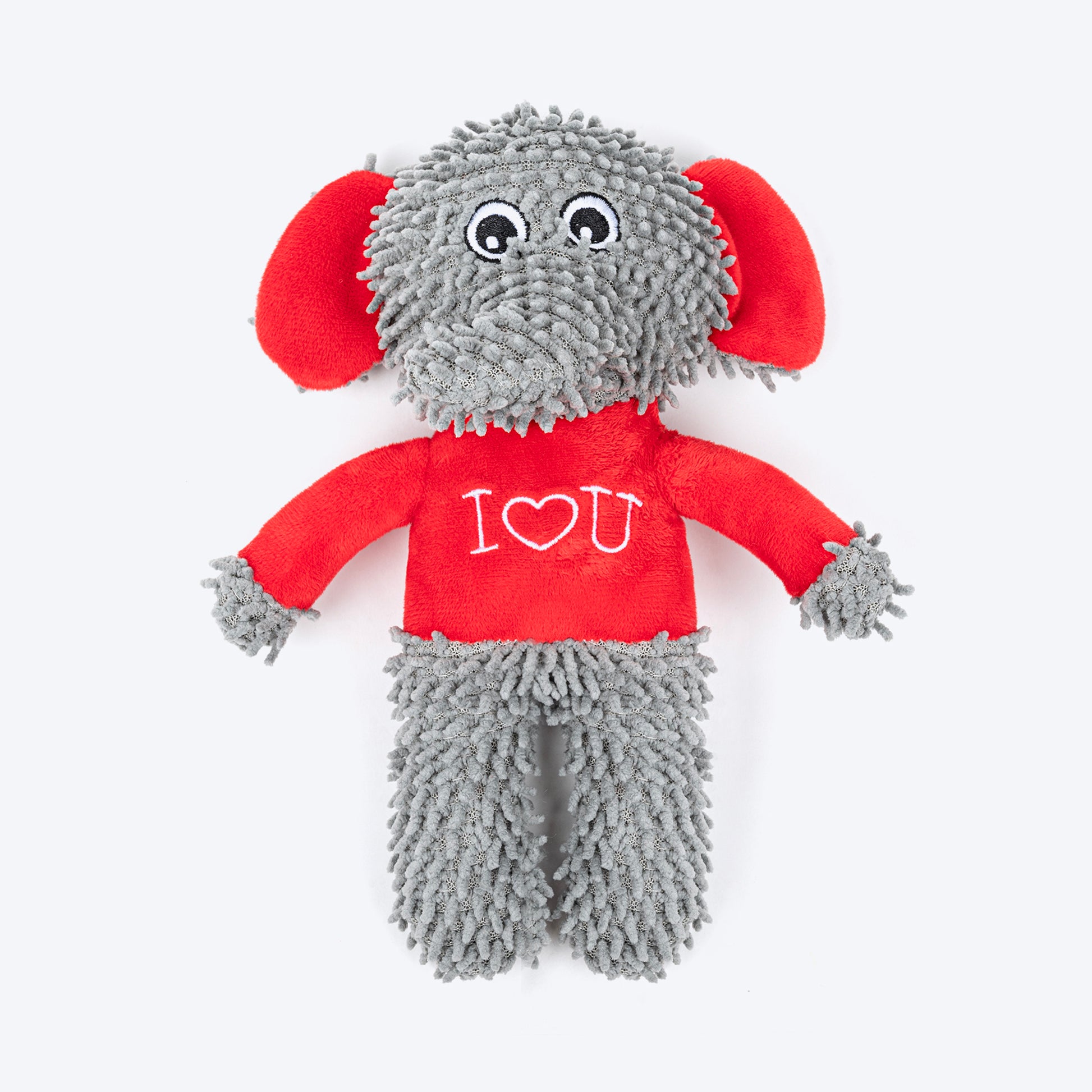 HUFT Lovey Dovey Squeaky Plush Toy For Dog - Grey & Red - Heads Up For Tails