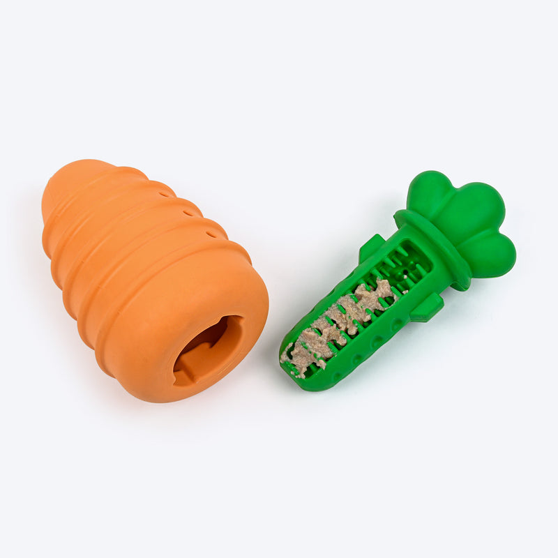 HUFT Chewtastic Fill-N-Fun Carrot Chew Toy For Dog - Orange & Green - Heads Up For Tails