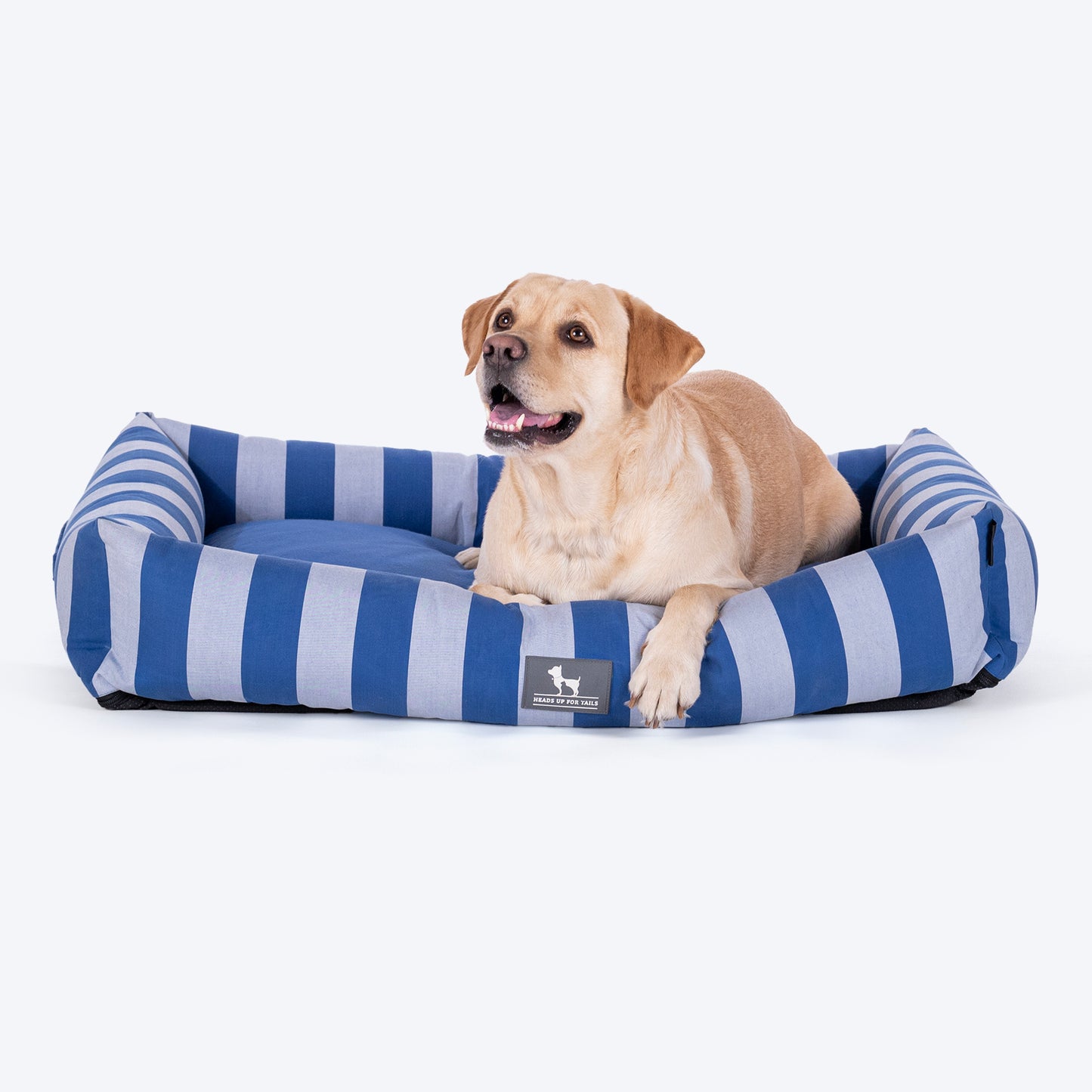 HUFT Stripe Siesta Lounger Dog Bed - Blue & White - Heads Up For Tails