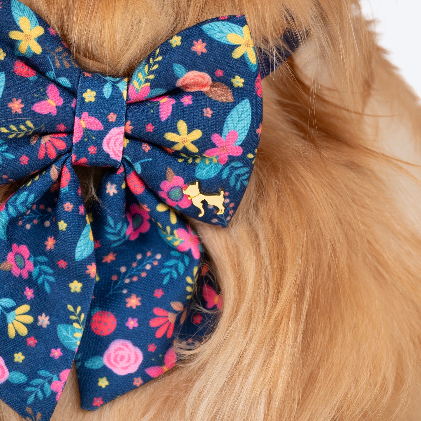 HUFT Bloomscape Printed Lady Bow Tie for Dog - Navy - Heads Up For Tails
