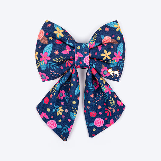 HUFT Bloomscape Printed Lady Bow Tie for Dog - Navy