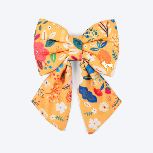 HUFT Blooming Days Printed Lady Bow Tie for Dog - Yellow