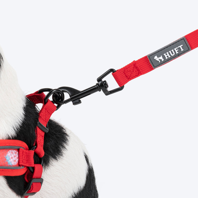 HUFT Free Flow Step In Harness & Leash Set For Dog - Berry Bliss Red - Heads Up For Tails