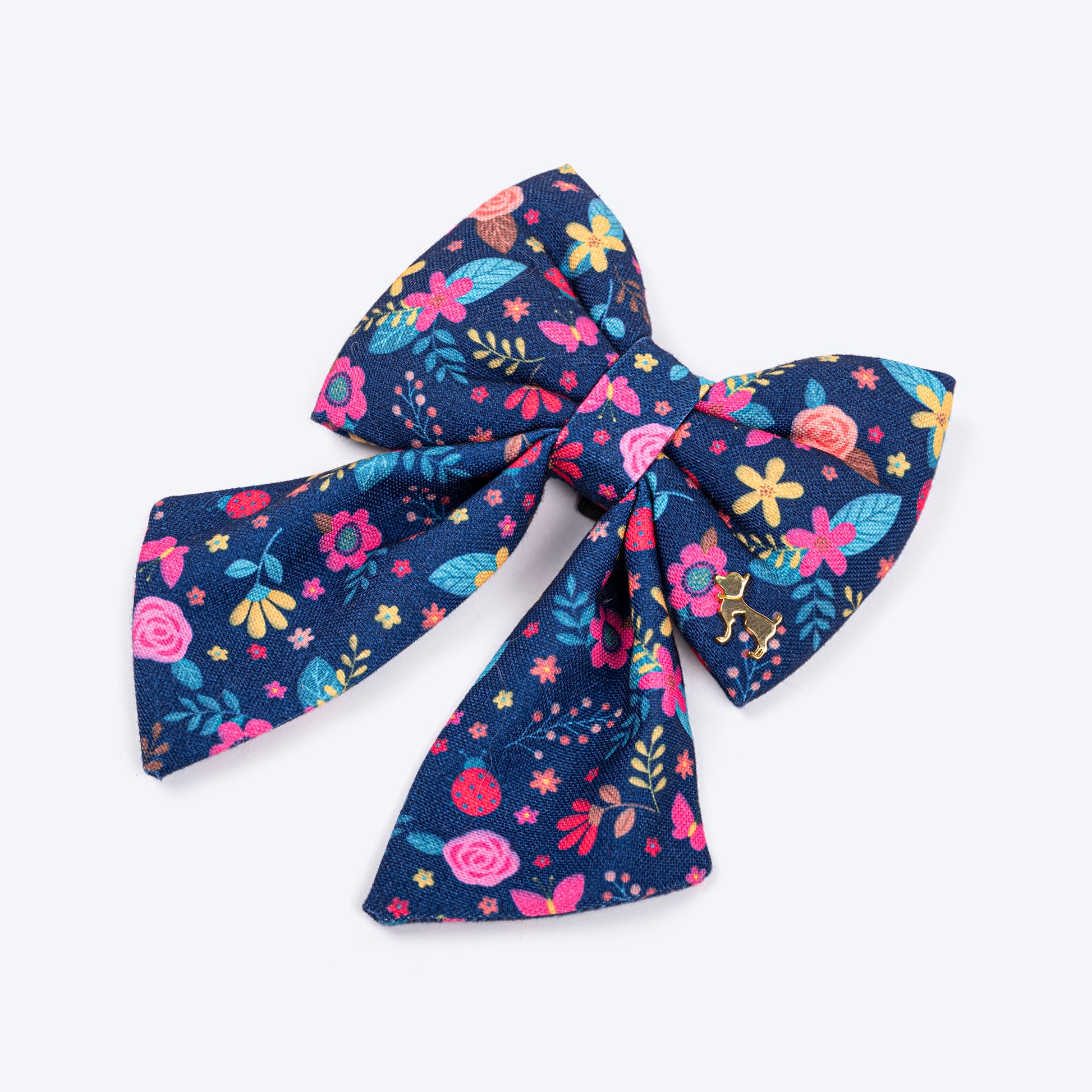 HUFT Bloomscape Printed Lady Bow Tie for Dog - Navy - Heads Up For Tails