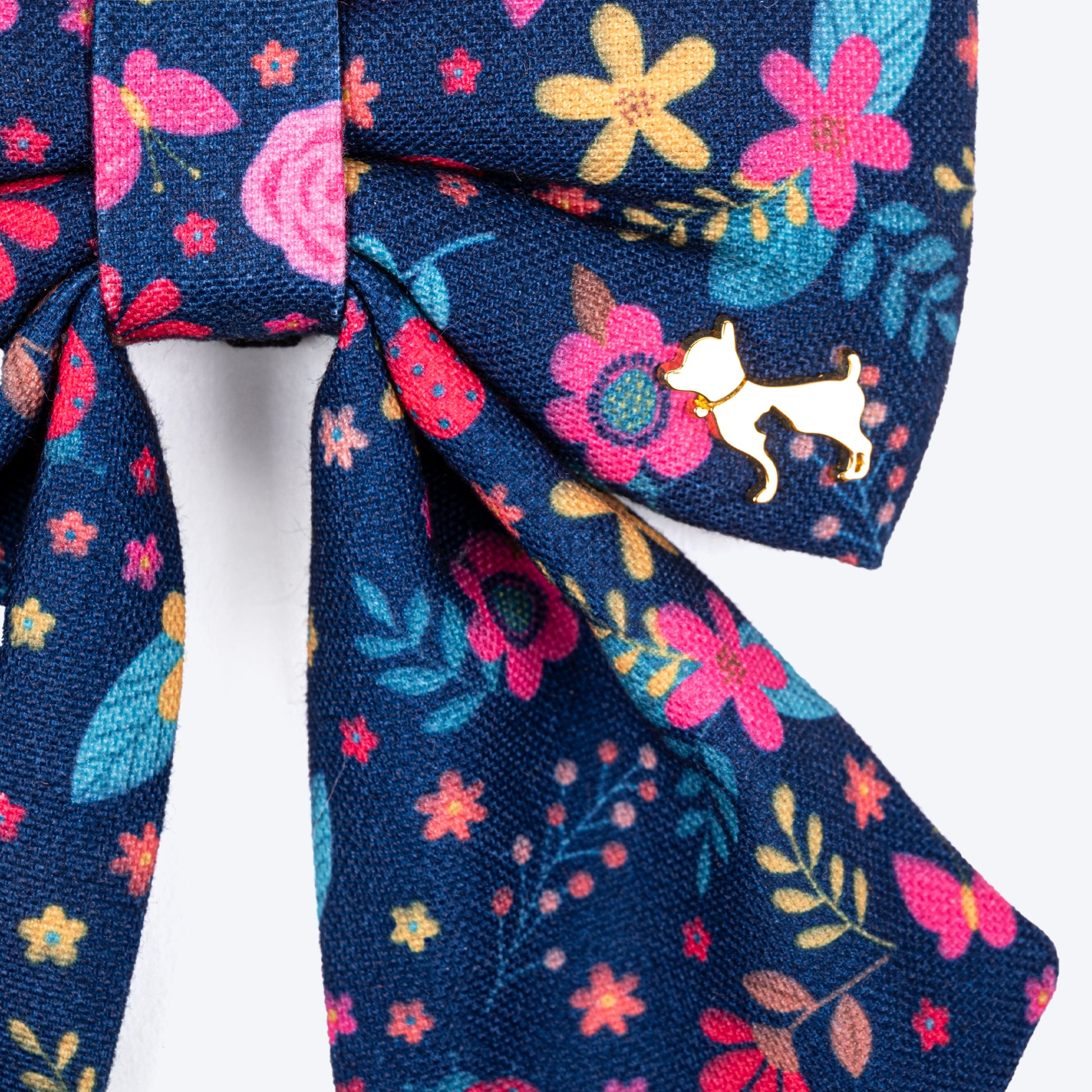 HUFT Bloomscape Printed Lady Bow Tie for Dog - Navy - Heads Up For Tails