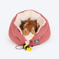 HUFT Purrfect Perch Bed With A Bumble Bee Toy For Cat & Puppy - Red & Blush Pink