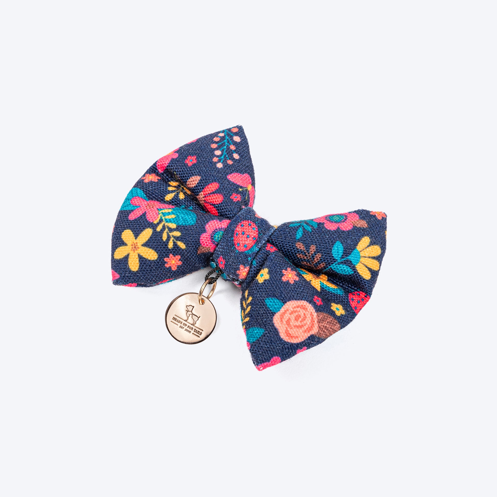 HUFT Bloomscape Printed Bow Tie For Small Dog - Navy - Heads Up For Tails