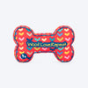 HUFT Heart To Heart Personalised Bone Cushion For Dogs - Red - Heads Up For Tails