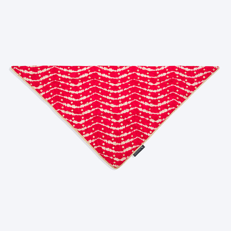 HUFT Leheriya Luxe Knot Bandana For Dog - Pink - Heads Up For Tails