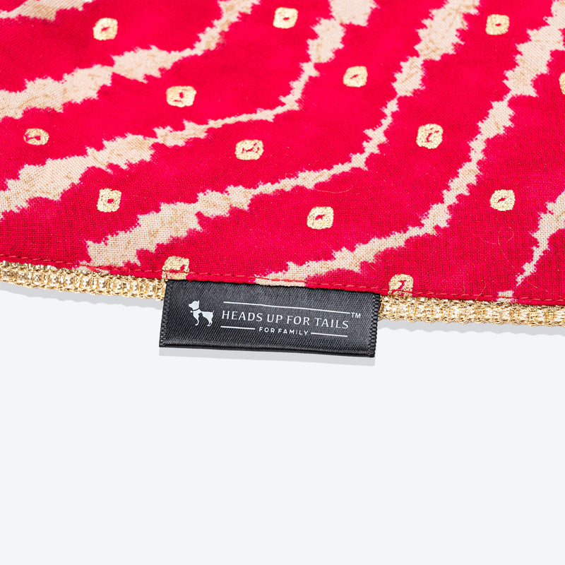 HUFT Leheriya Luxe Knot Bandana For Dog - Pink - Heads Up For Tails
