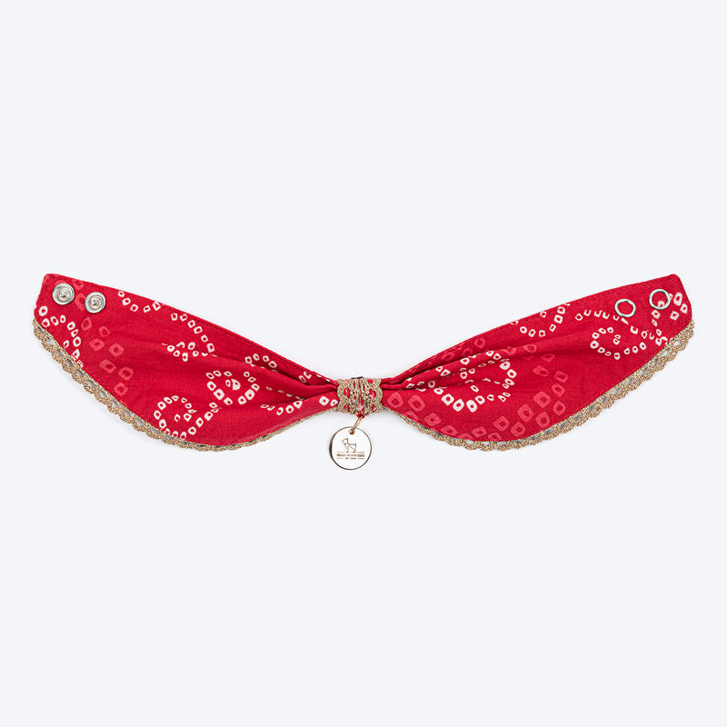 HUFT Bandhani Breeze Scarf For Dog & Cat - Red - Heads Up For Tails