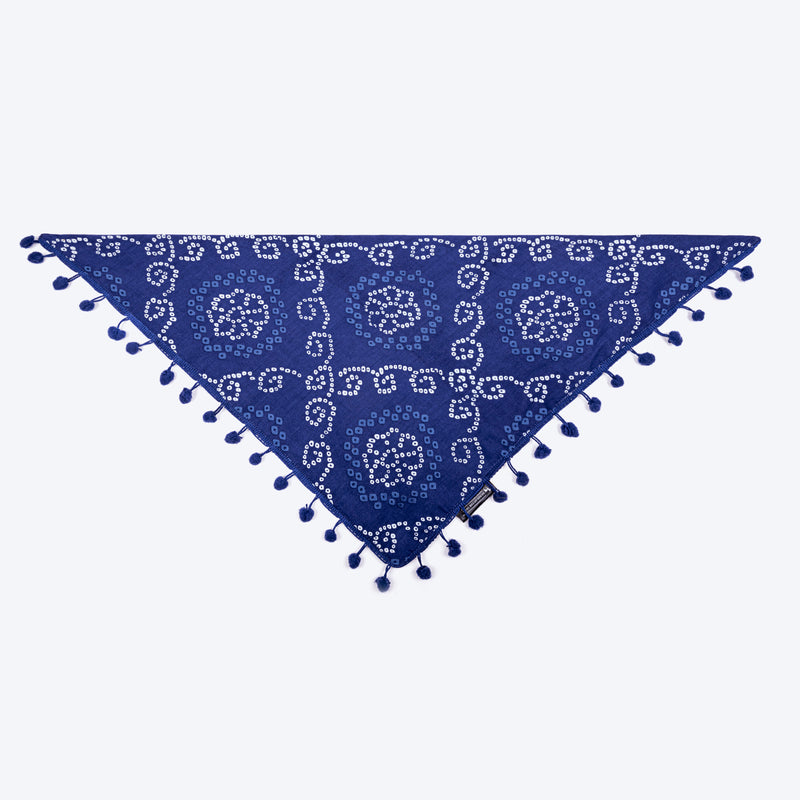 HUFT Bandhani Breeze Knot Bandana For Dog - Blue - Heads Up For Tails