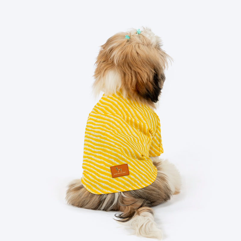 HUFT Pawdhani Leheriya Kurta For Dog - Yellow - Heads Up For Tails