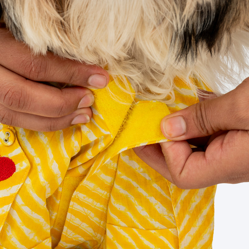 HUFT Pawdhani Leheriya Kurta For Dog - Yellow - Heads Up For Tails