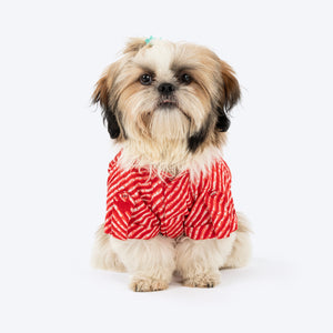 HUFT Pawdhani Leheriya Kurta For Dog - Red - Heads Up For Tails