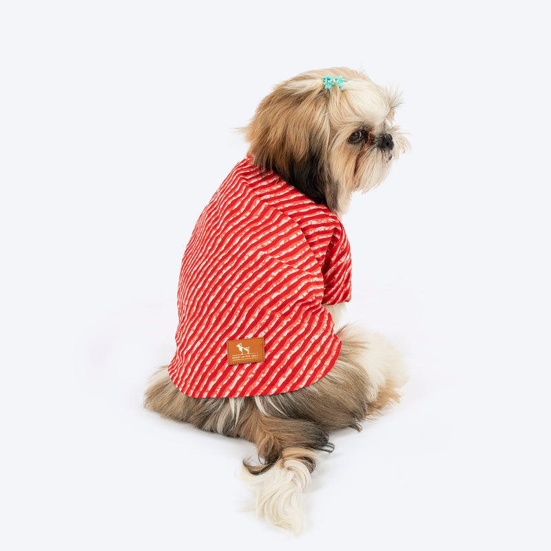 HUFT Pawdhani Leheriya Kurta For Dog - Red - Heads Up For Tails
