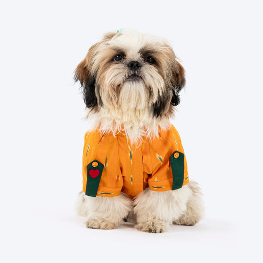 HUFT EthniPaw Ikat Kurta For Dog - Mustard