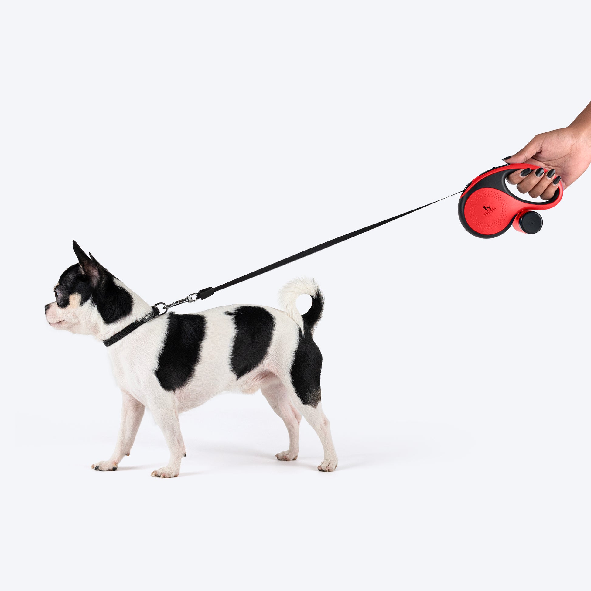 HUFT Retractable Leash With Poop Bag Dispenser For Dog Red