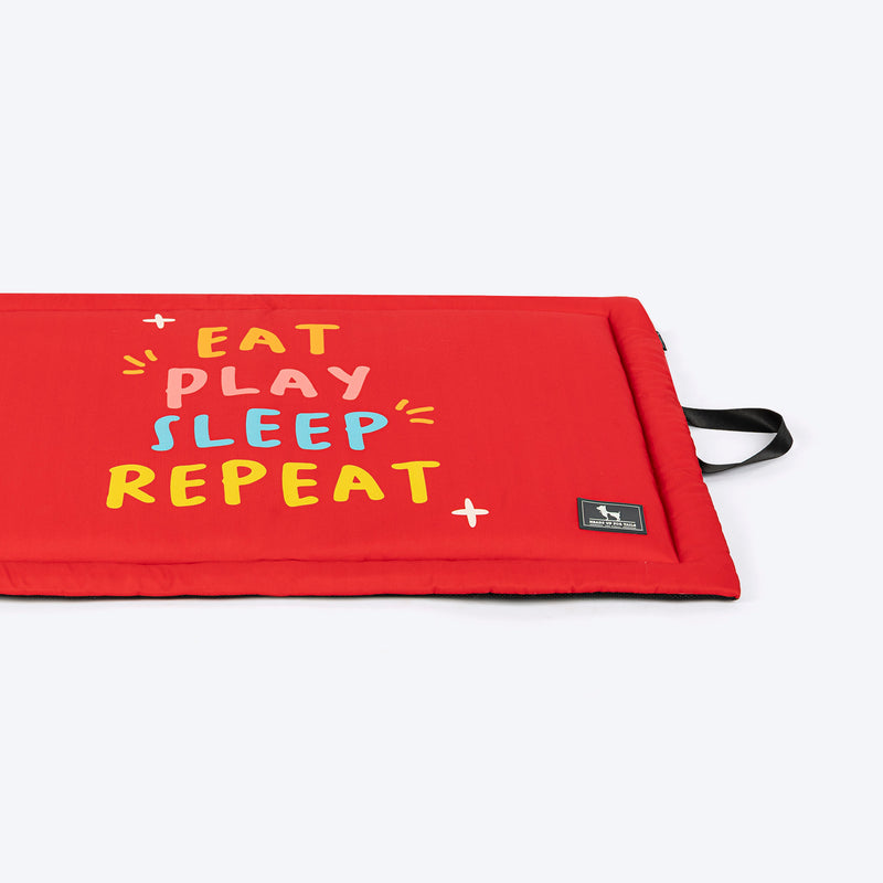 HUFT Eat Sleep Play Repeat Mat For Dog - Red - Heads Up For Tails