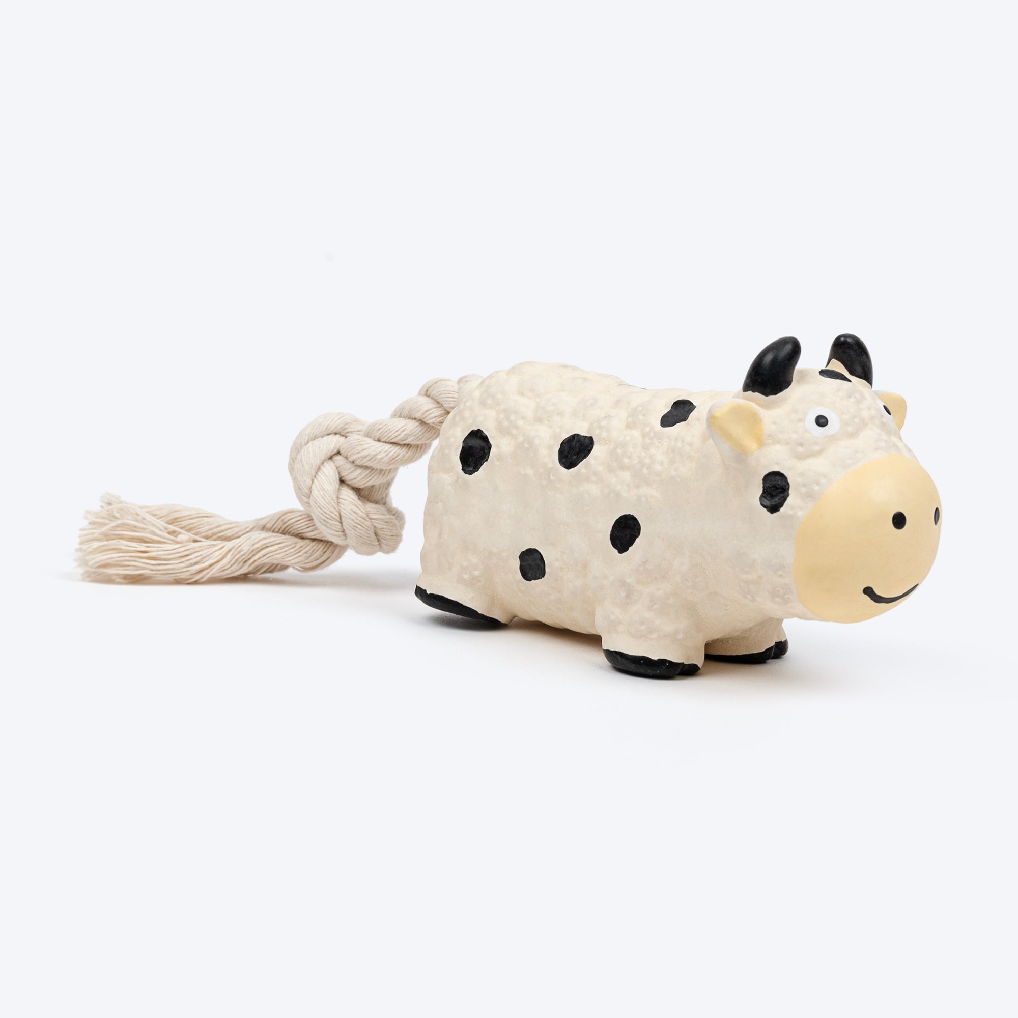 TLC Rubber Cow Rope Chew Toy for Dogs Heads Up For Tails