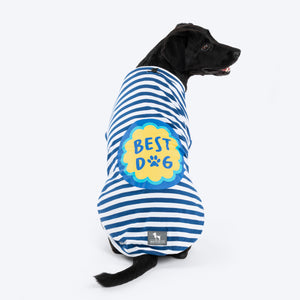 HUFT Best Dog Striped T-Shirt For Dog - Navy Blue & White - Heads Up For Tails