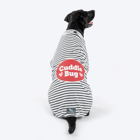 HUFT Cuddle Bug Striped T-Shirt For Dog - Black & White