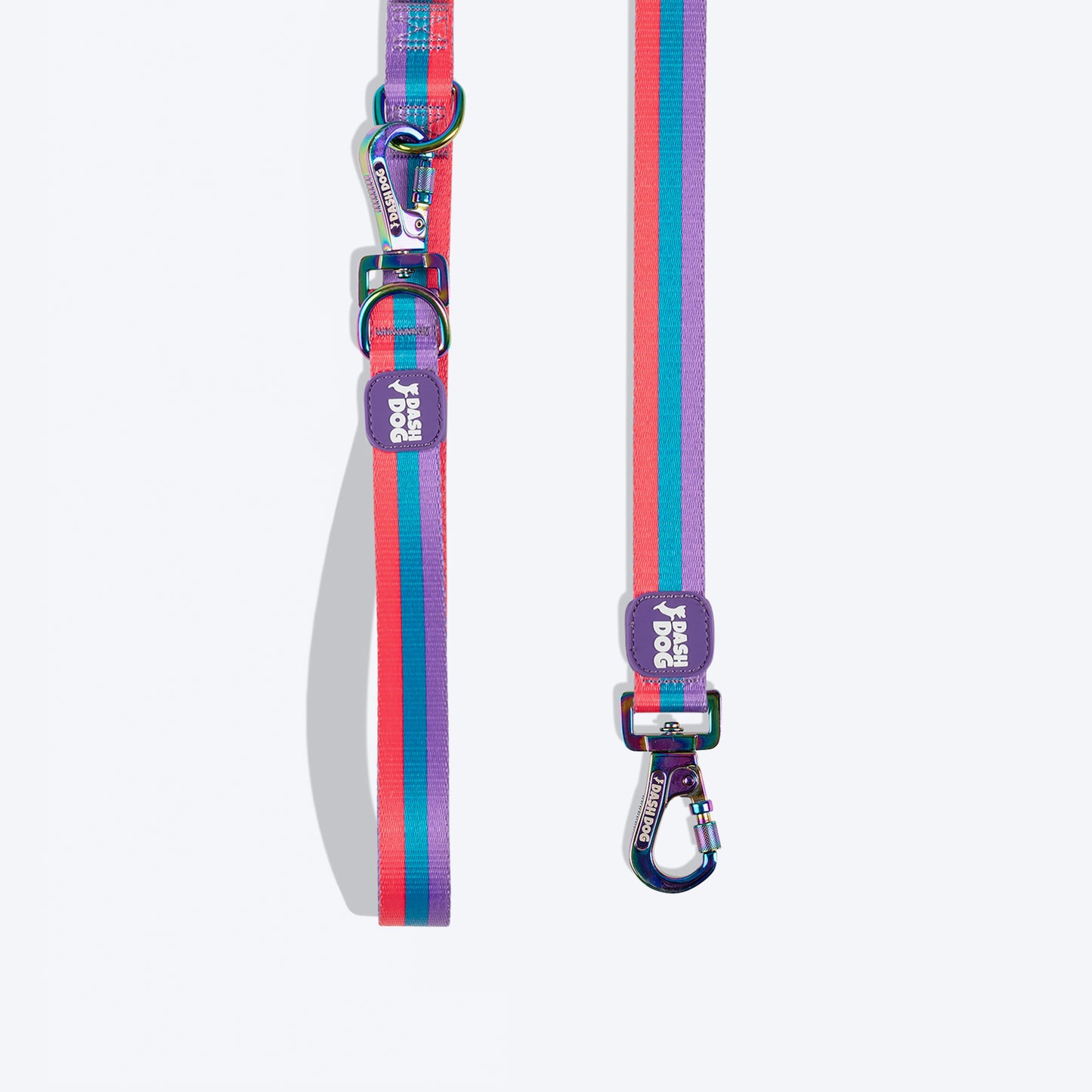 Dash Dog Horizontal Pace 6 Way Leash - Violet, Green & Red - Heads Up For Tails