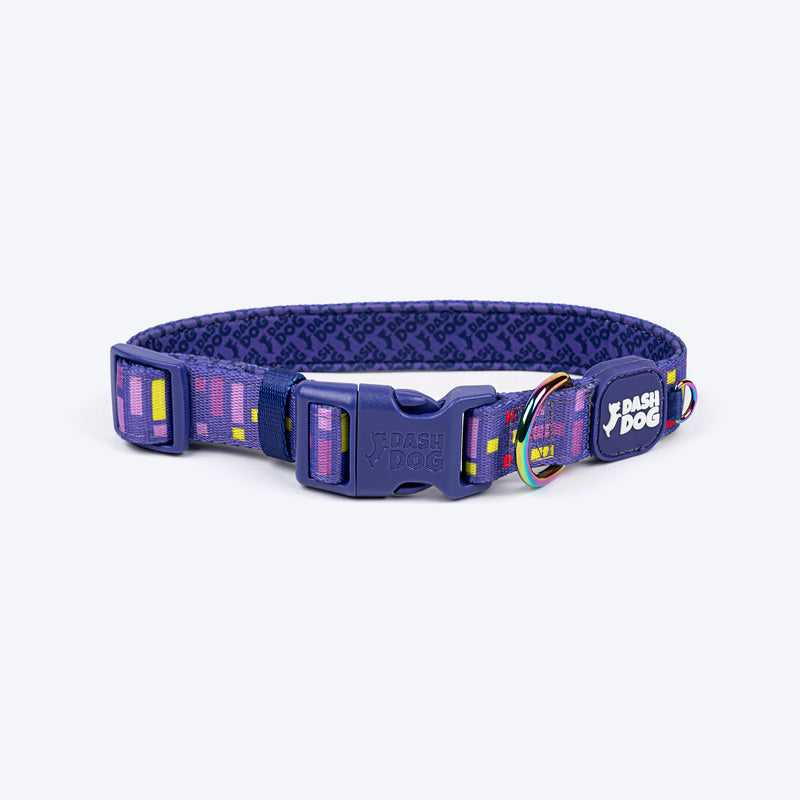 Dash Dog Pixel Padded Collar For Dog - Purple - Heads Up For Tails