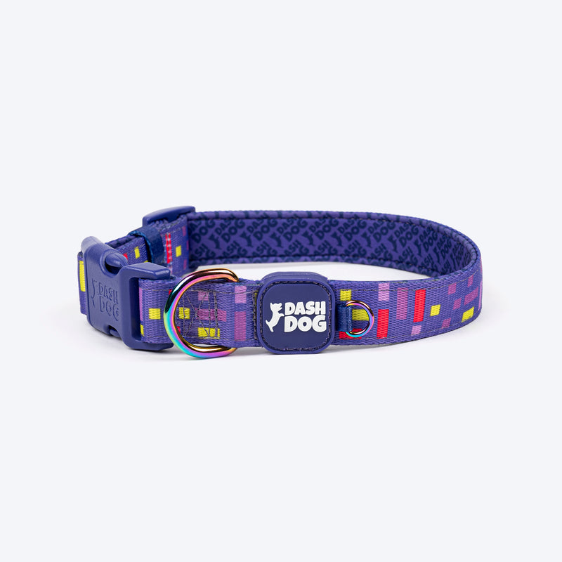 Dash Dog Pixel Padded Collar For Dog - Purple - Heads Up For Tails