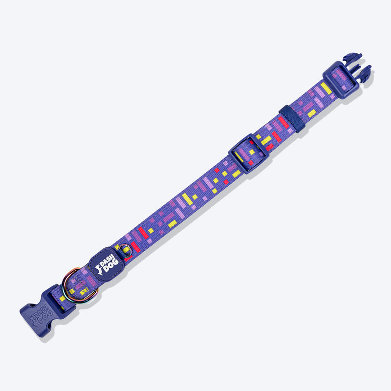 Dash Dog Pixel Padded Collar For Dog - Purple - Heads Up For Tails