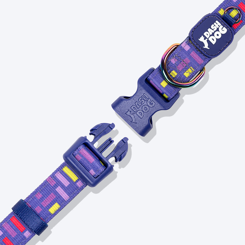 Dash Dog Pixel Padded Collar For Dog - Purple - Heads Up For Tails