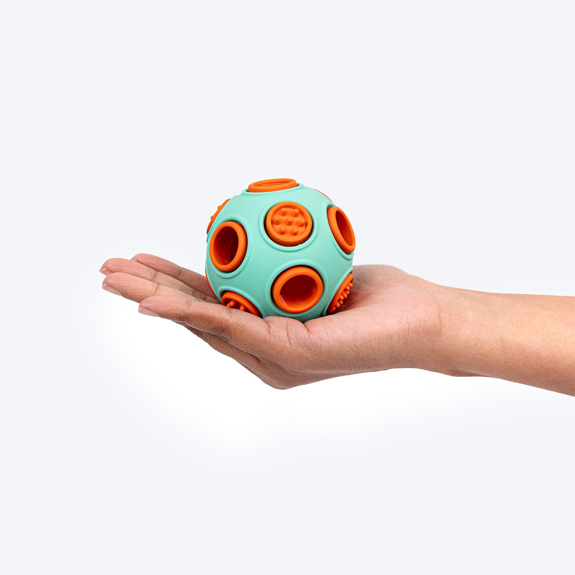 Dash Dog Toss ‘n’ Treat Ball Chew Toy For Dog - Blue & Orange - S - Heads Up For Tails