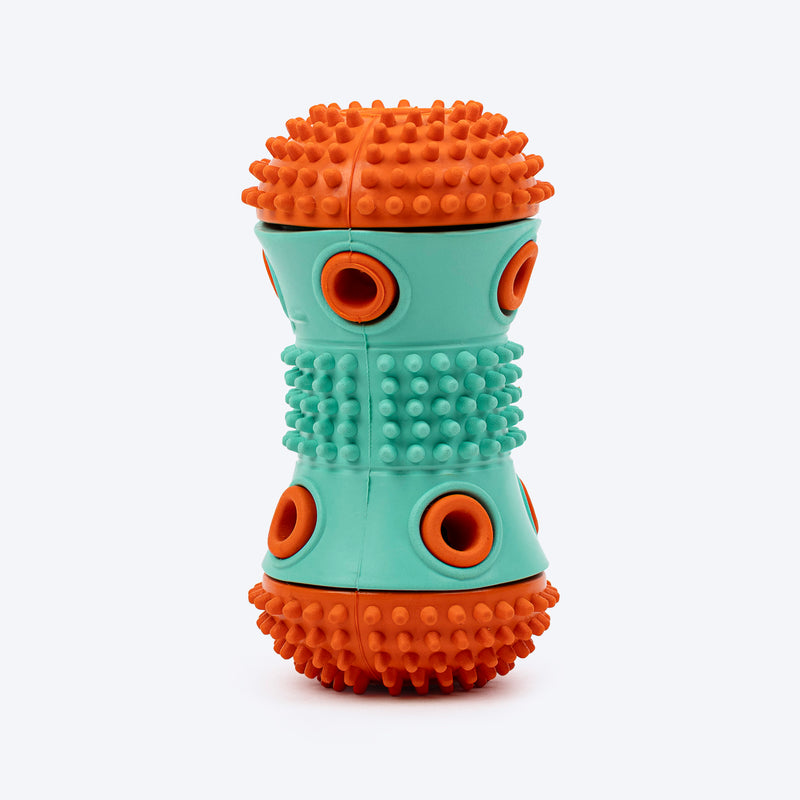 Dash Dog Dumbbell Treat Chew Toy For Dog - Blue & Orange - Heads Up For Tails