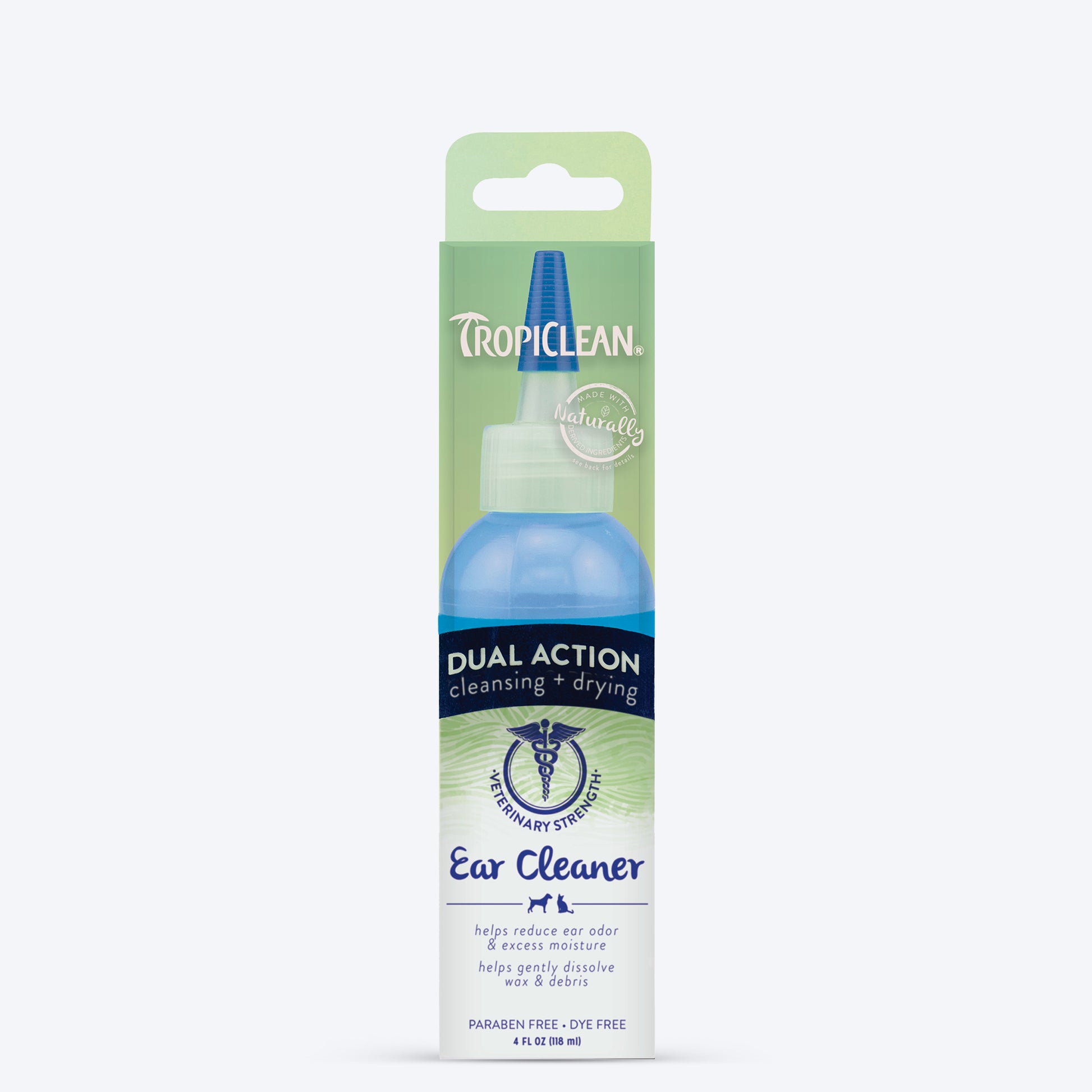 TropiClean Dual Action Ear Cleaner for Pets (Cleansing + Drying) - 118 ml - Heads Up For Tails