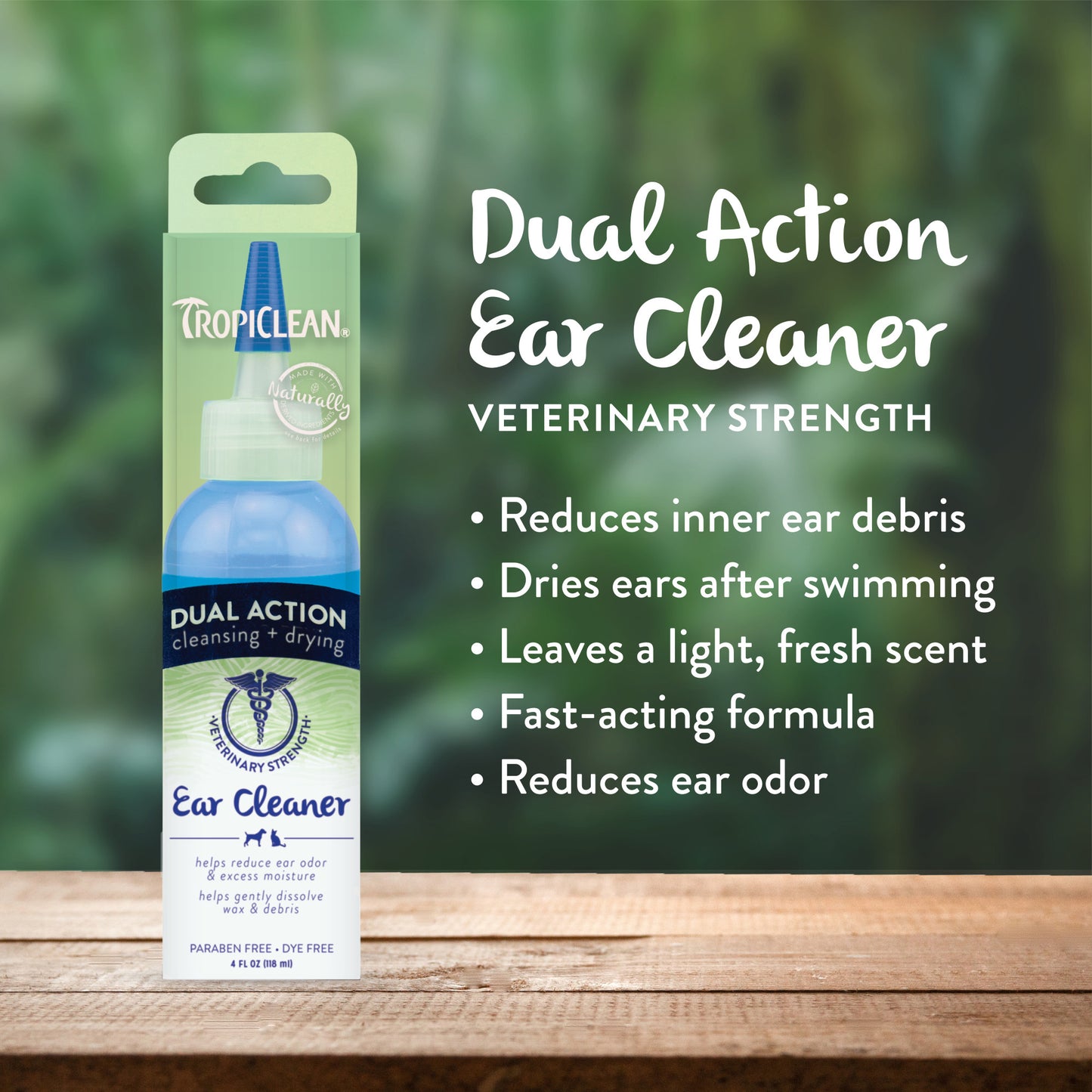 TropiClean Dual Action Ear Cleaner for Pets (Cleansing + Drying) - 118 ml - Heads Up For Tails