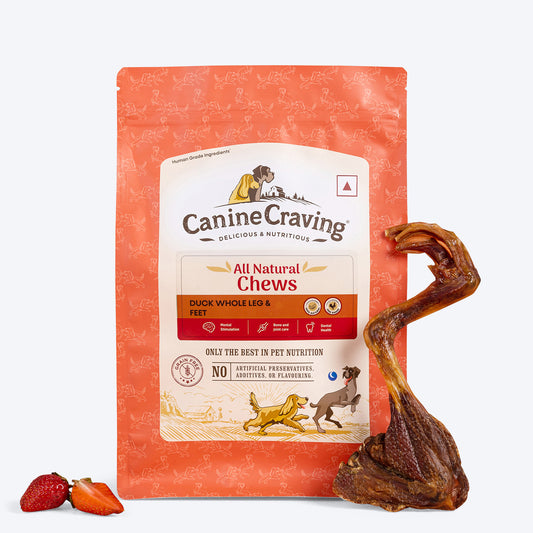 Canine Craving Duck Chew - Whole Leg & Feet Dog Treat - 1 Piece - 73 g - Heads Up For Tails