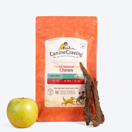 Canine Craving Dehydrated Grass-Fed Lamb Tripe Chew Dog Treat - 50 g - Heads Up For Tails