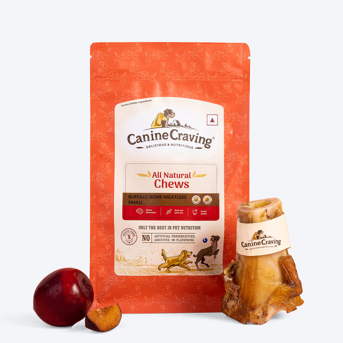 Canine Craving Dehydrated Grass-Fed Meatless Buffalo Small Bone Dog Treat - 1 Pc - Heads Up For Tails