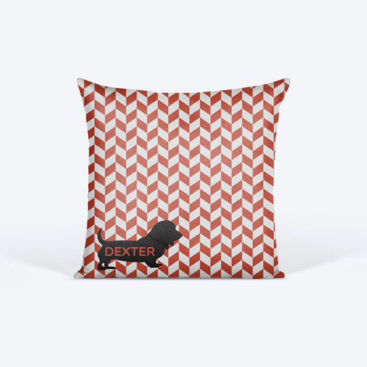 HUFT Orange Chevron with Silhouette Personalised Cushion- 12 inches (30 x 30 cm) - Heads Up For Tails