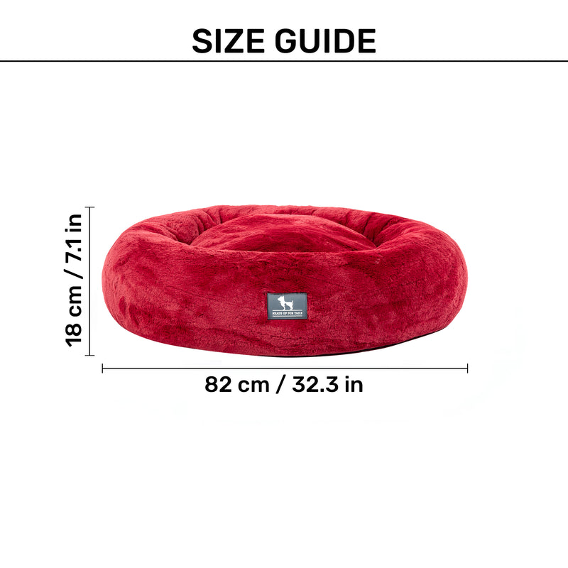 HUFT Snuggle Sphere Donut Bed For Dog & Cat - Red - Heads Up For Tails