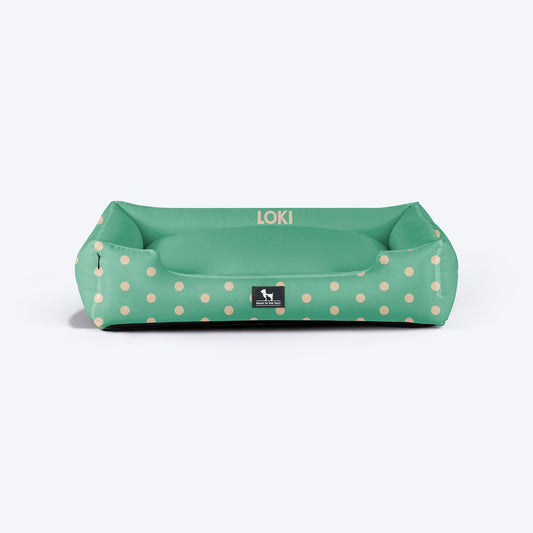 HUFT Personalised Minty Dots Lounger Bed For Dog - Turquoise - Heads Up For Tails