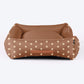 HUFT Personalised Cookie Dots Lounger Bed For Dog - Brown - Heads Up For Tails