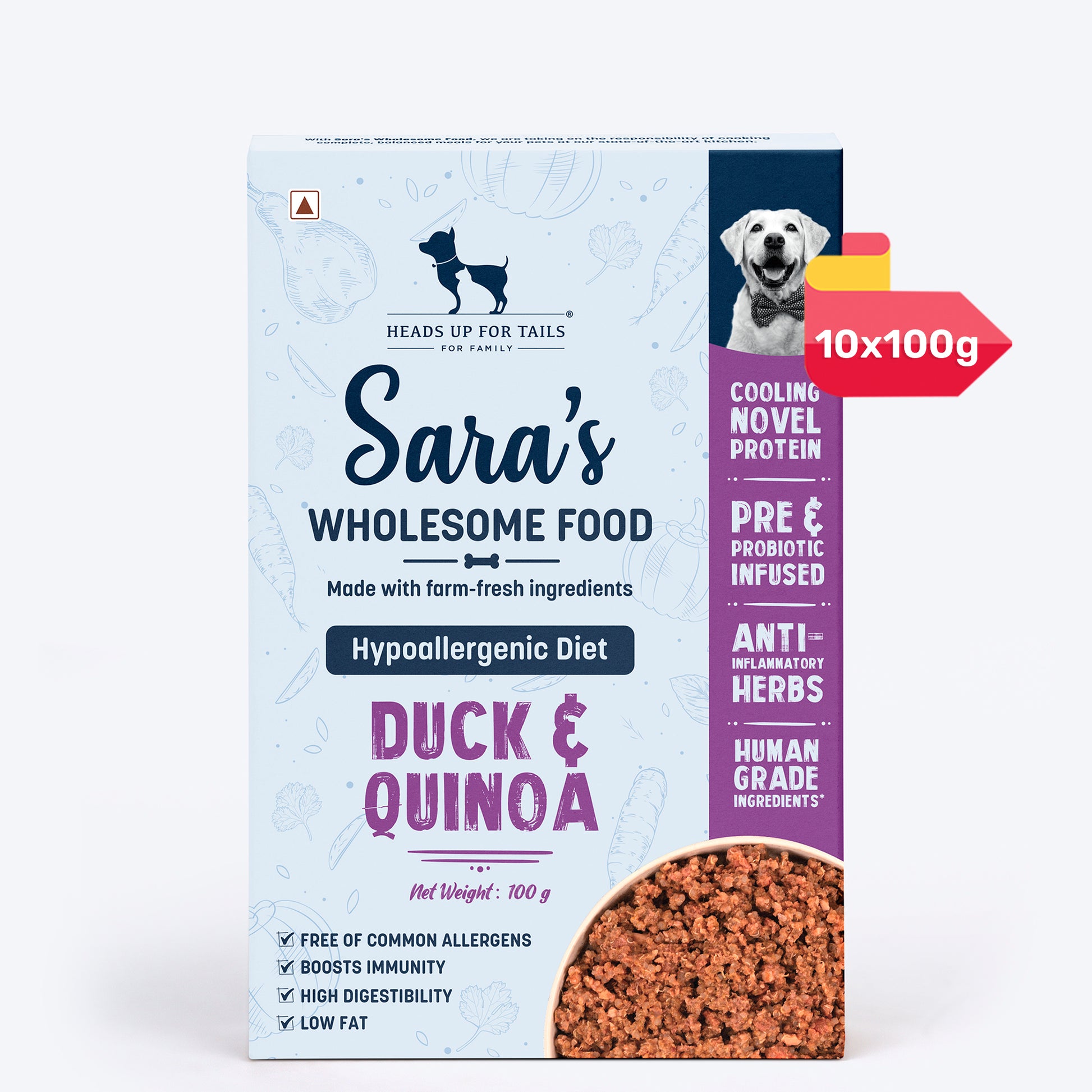 Sara's Wholesome Hypoallergenic Duck & Quinoa Wet Food for Dogs – Human-Grade, Gluten-Free - Heads Up For Tails