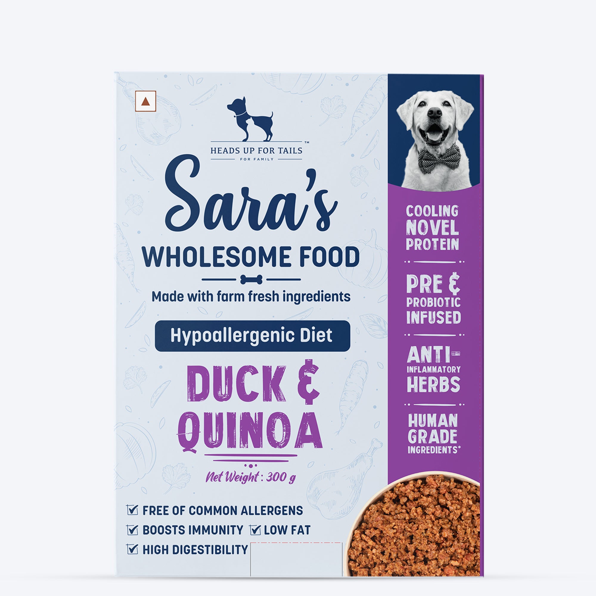 Sara s Wholesome Hypoallergenic Duck Quinoa Wet Dog Food Heads